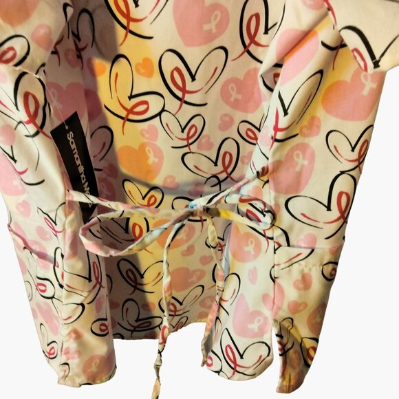 Samantha Mara Womens Scrub Top V Neck Top Pink Ribbon Medical Uniform 3X New - Picture 3 of 7